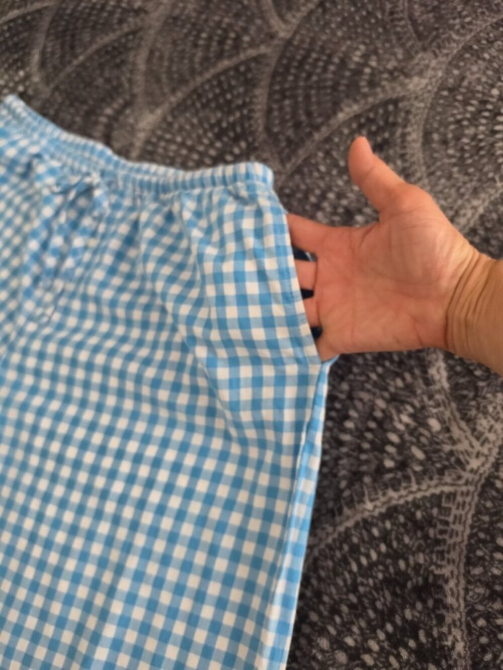 COLSIE Women's Blue/White Check  Woven Drawstring Pajama Pants M - Picture 6 of 10